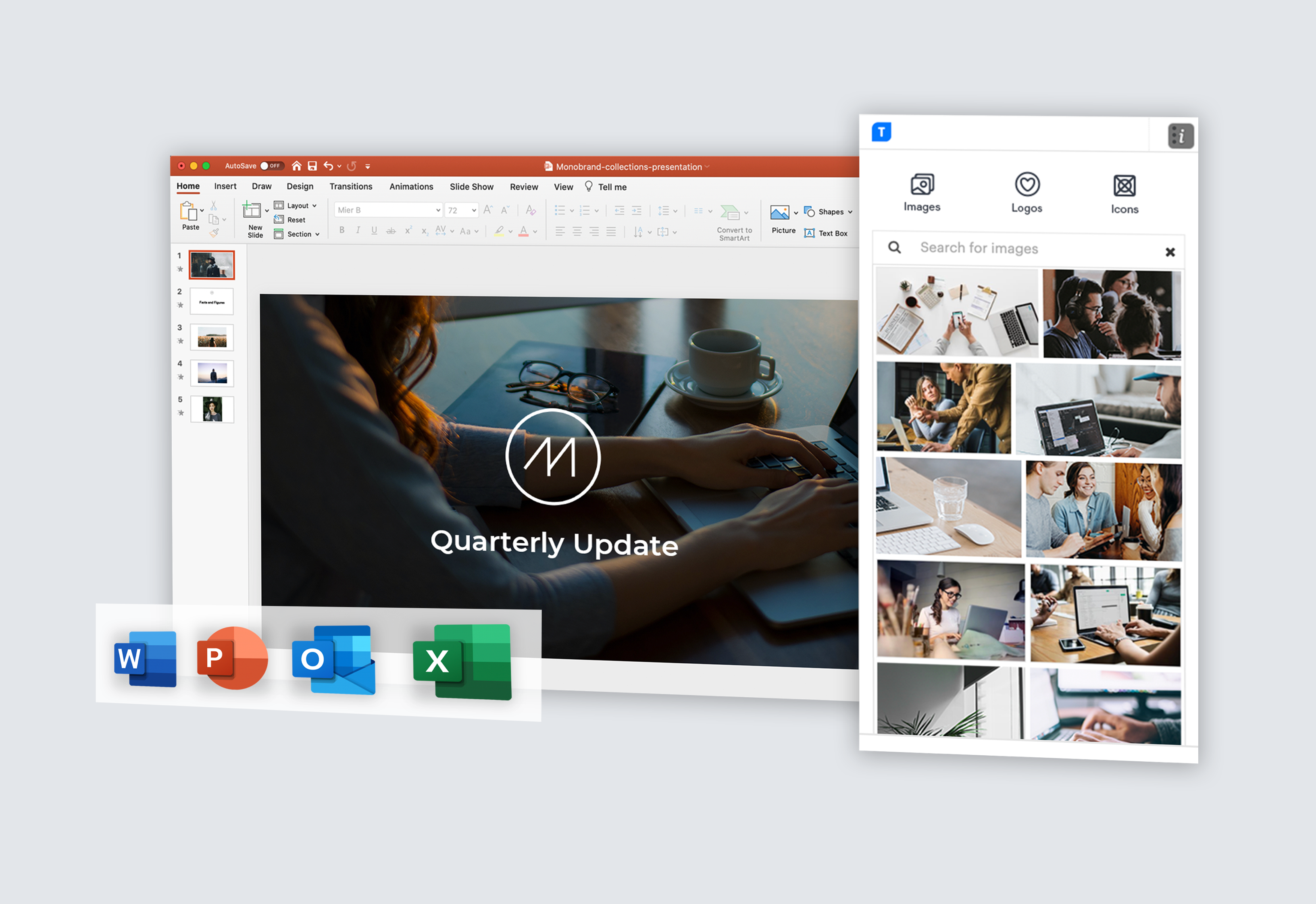 All your digital assets right inside of any Office application.