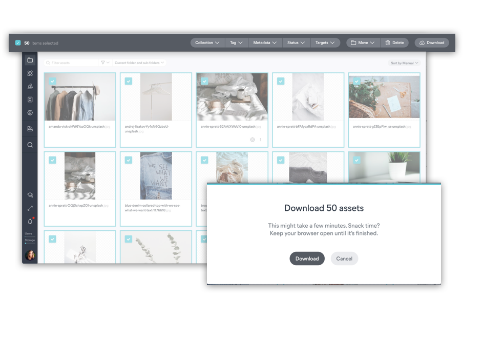 Download Multiple Assets/bulk actions